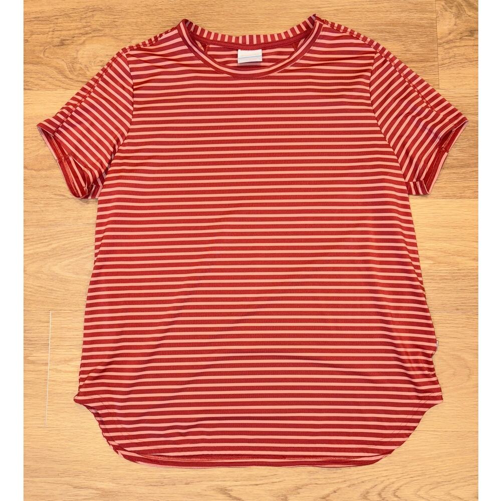 Columbia womens red striped activewear short sleeve shirt size XL